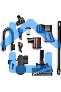 Пылесос вертикальный Gorenje SVC216FMLBKII черный, питание от аккумулятора, 121 Вт, уборка сухая, пылесборник 0.5 л, работа от АКБ max - 45 мин