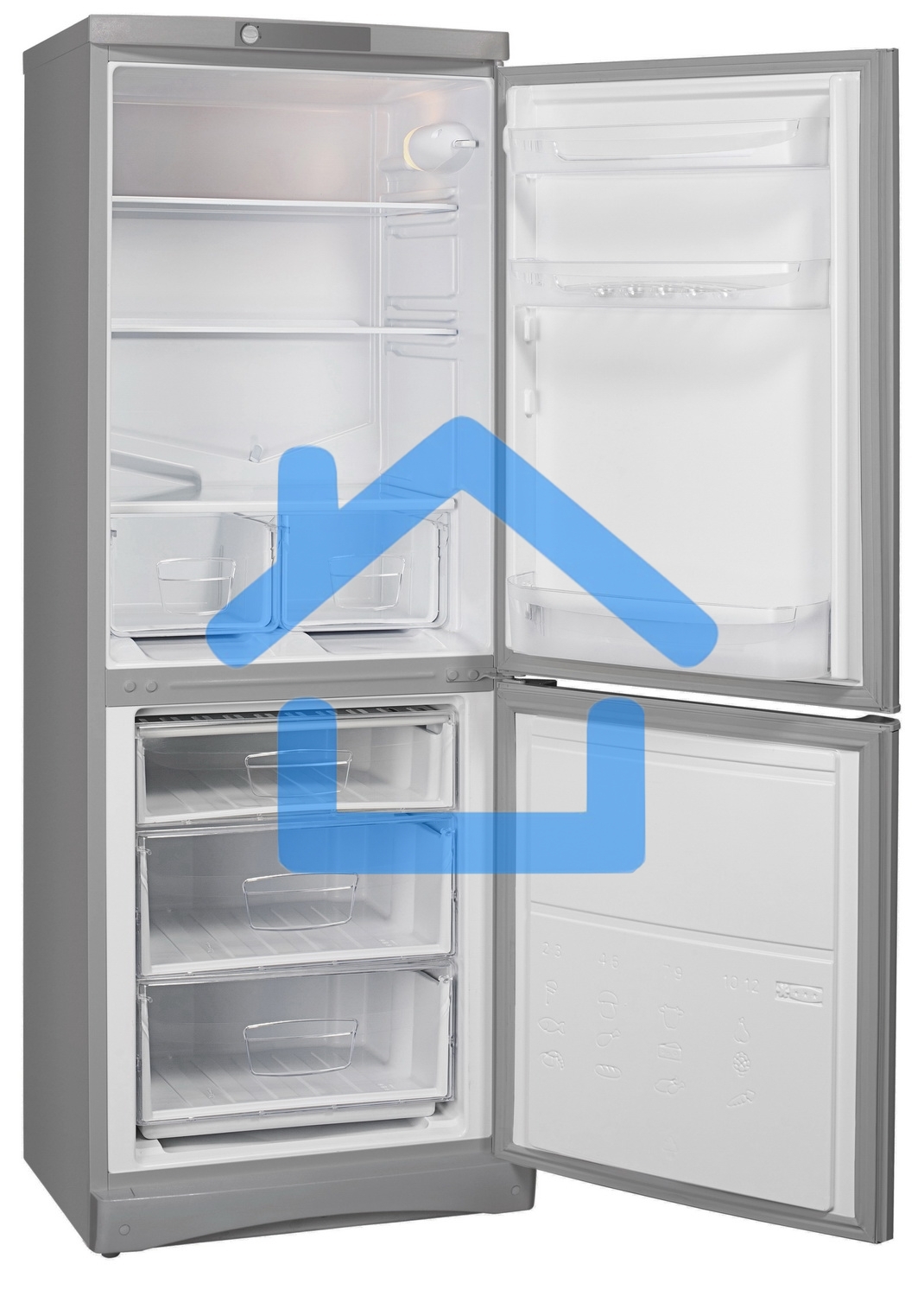 Холодильник Indesit ES 16 GA двухкамерный 193/85 л морозилка снизу, капельная система серебристый