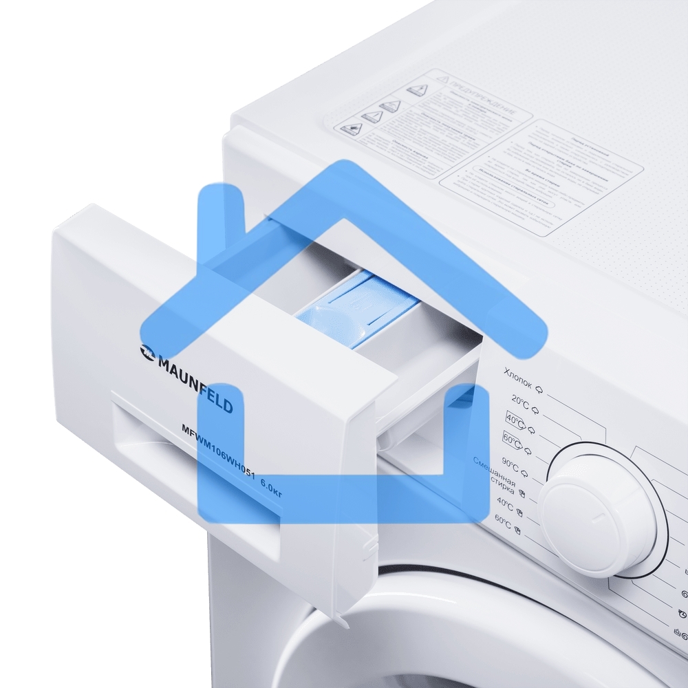 Стиральная машина Maunfeld MFWM106WH051 белая, загрузка фронтальная 6кг, 1000 об/мин., класс: A++