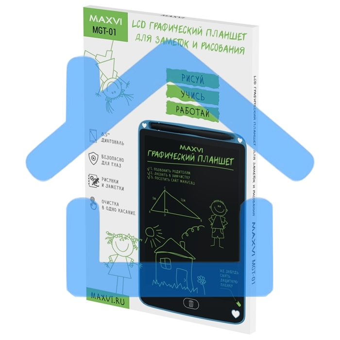 Графический планшет Maxvi MGT-01 blue, LCD планшет для заметок и рисования