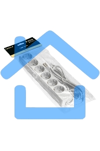 Удлинитель ExeGate ECE-6-5W (EX285836RUS), белый, 5 м, евровилка с заземлением, 6 евророзеток с заземлением, 2200 Вт