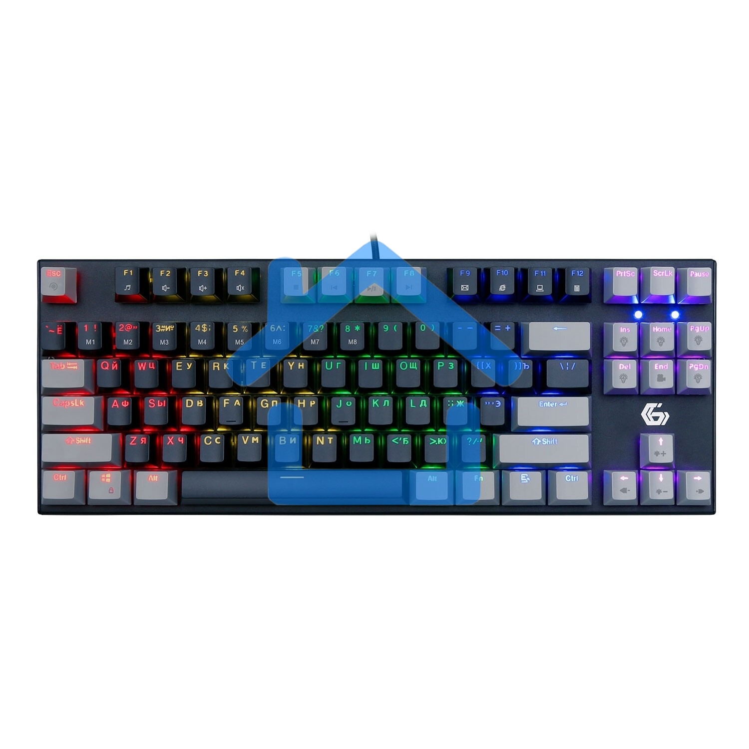 Проводная механическая клавиатура Gembird KB-G600-1, 87кл, Rainbow, коричн.свитчи, 1.8м, черная