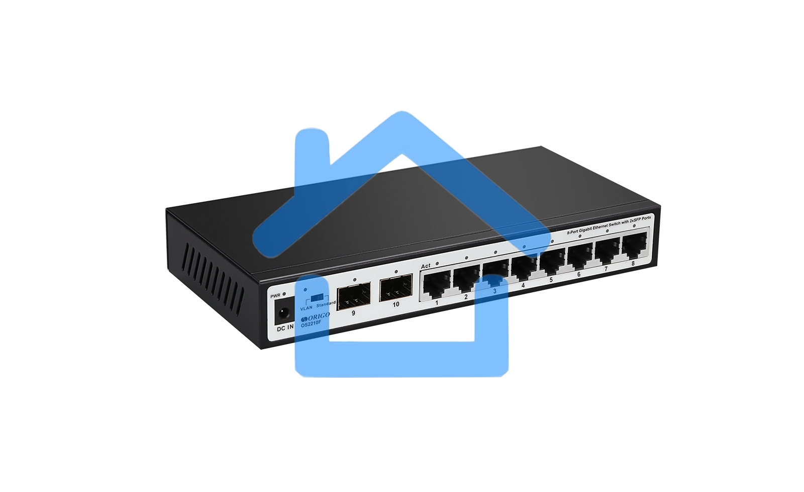 Неуправляемый коммутатор ORIGO Unmanaged Switch 8x1000Base-T, 2x1000Base-X SFP, metal case