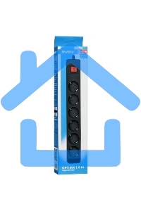 Сетевой фильтр Sven Optima 1,8 м (6 розеток с защитными шторками) черный, цветная коробка