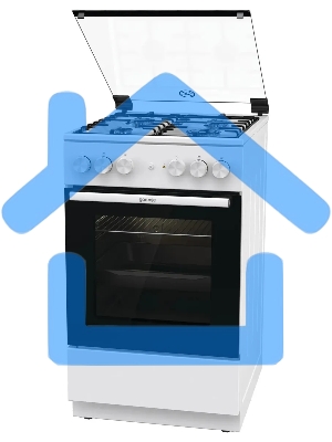 Плита комбинированная Gorenje GK5A21WH белый, конфорок 4 газовых, духовка 68 л, 50 см x 85 см x 59.4 см