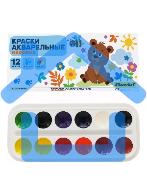 Краски акварельные Silwerhof 961139-12 Веселые друзья, медовые, 12 цветов, без кисти, картонная коробка