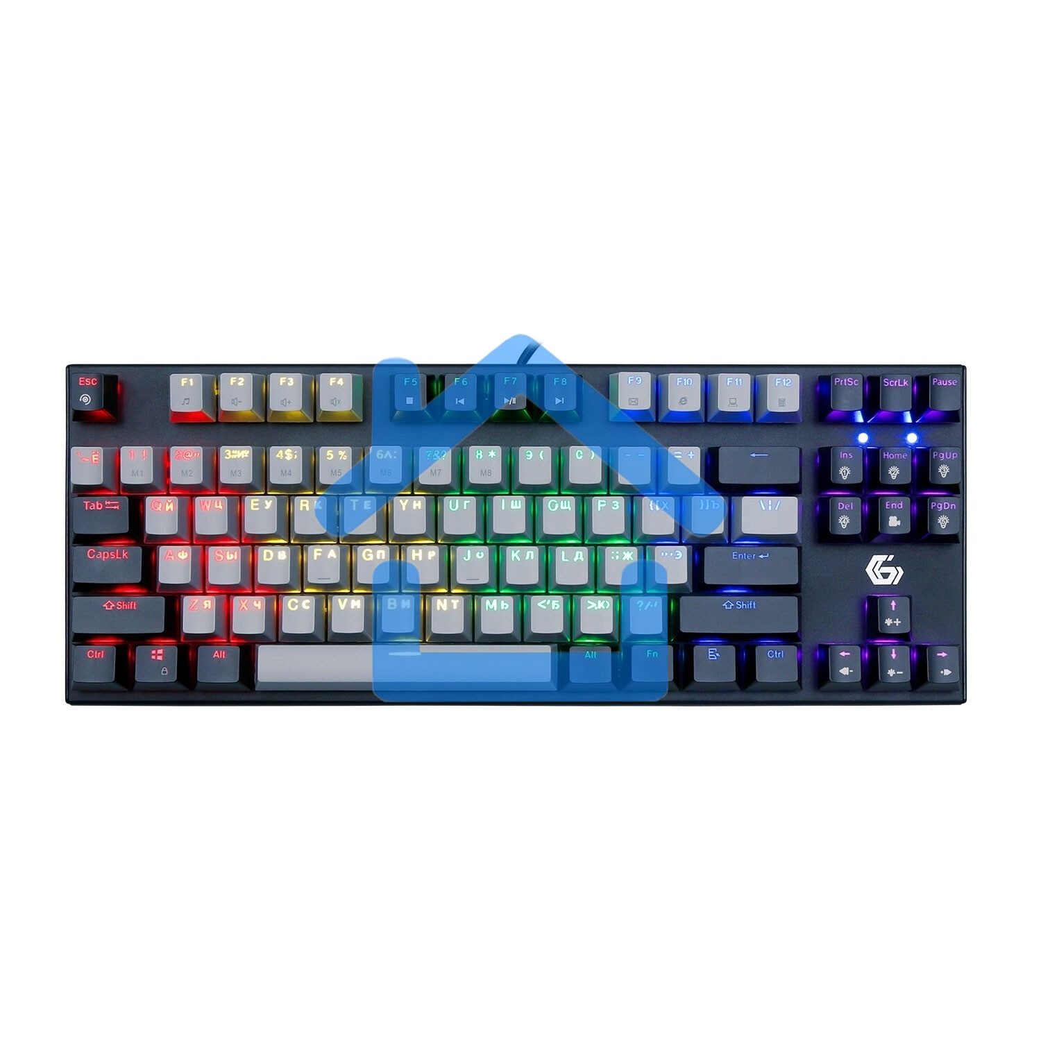 Проводная механическая клавиатура Gembird KB-G600, 87кл, Rainbow, красн.свитчи, 1.8м, черная