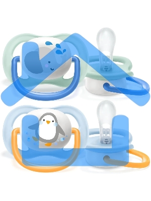Соска-пустышка Philips Avent SCF080/05 Слон/Пингвин, 0-6 мес, 2 шт, для мальчиков
