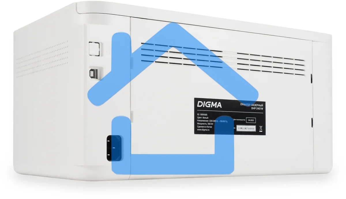 Принтер лазерный Digma DHP-2401W белый, A4, ч/б, печ. до 24 стр/мин., 600 x 600 dpi, USB, Wi-Fi, BlueTooth