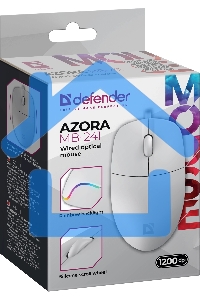 Мышь проводная Defender Azora MB-241 белый, 1200 dpi, USB, кнопки - 3