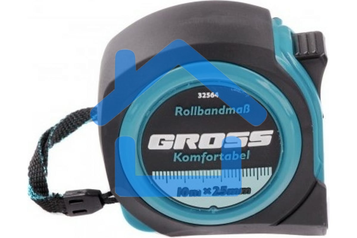 Рулетка GROSS Komfortabel, 10 м х 25 мм обрезиненный корпус 32564