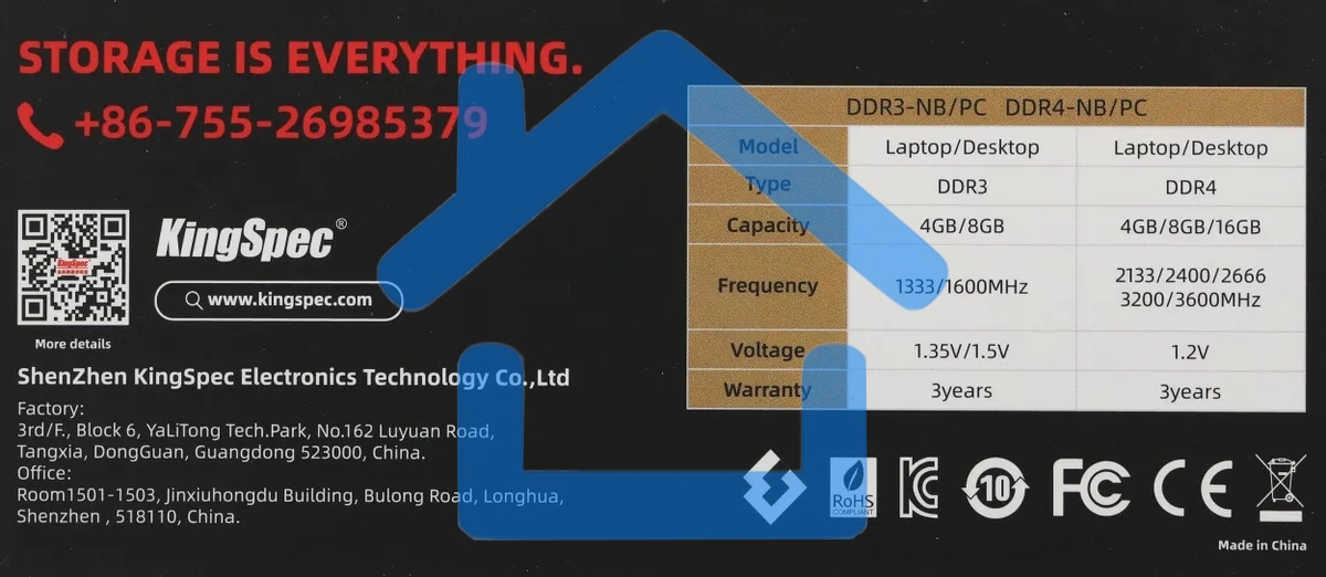Оперативная память KingSpec, DDR4, 8Gb (1x8Gb), 3200MHz, CL19, DIMM, радиатор, черный