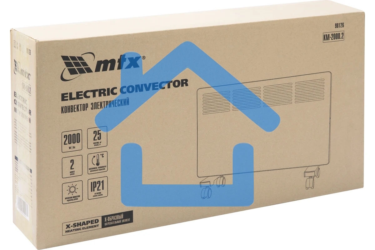 Конвектор MTX КМ-2000.2 белый, 2000 Вт, 25 м2, термостат