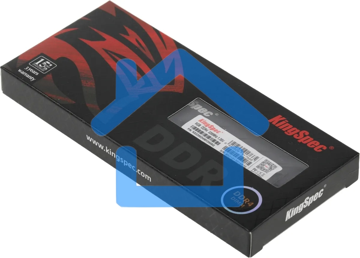 Оперативная память KingSpec, DDR4, 8Gb (1x8Gb), 3200MHz, CL19, DIMM, радиатор, черный