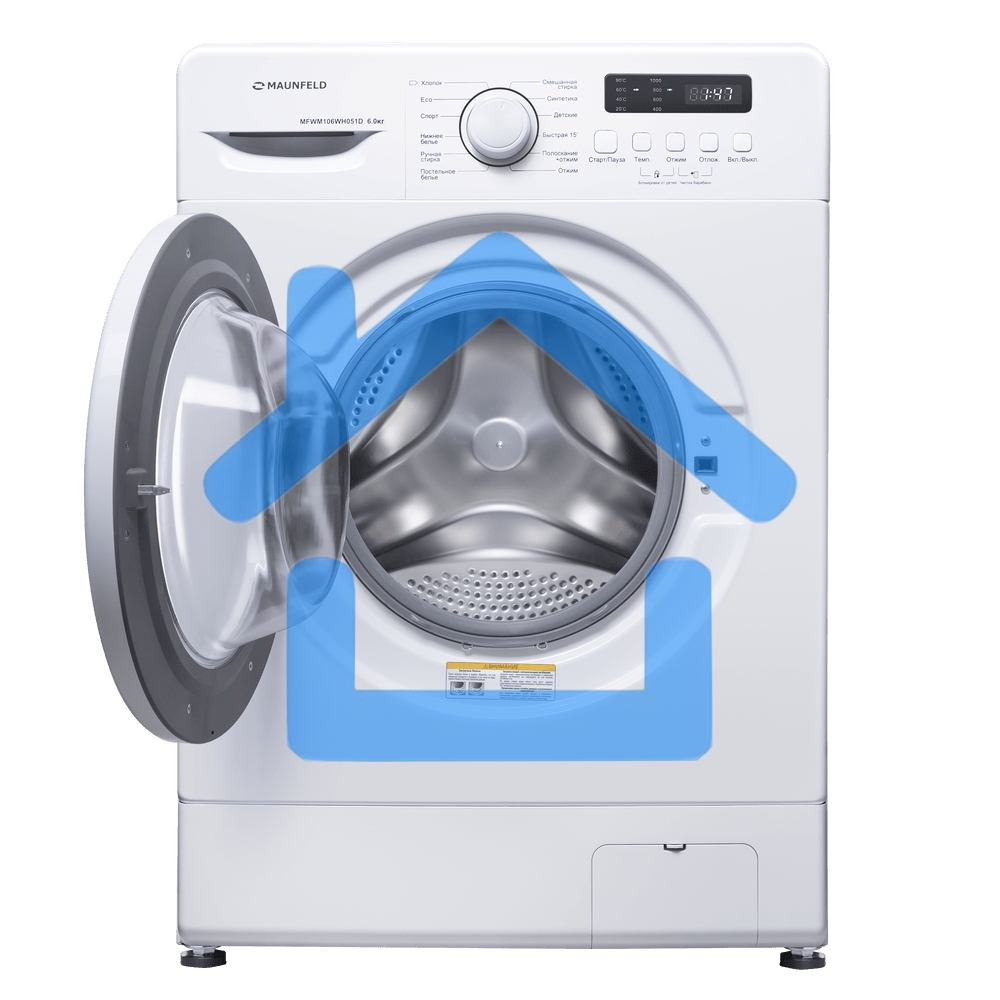 Стиральная машина Maunfeld MFWM106WH051D белая, загрузка фронтальная 6кг, 1000 об/мин., класс: A++