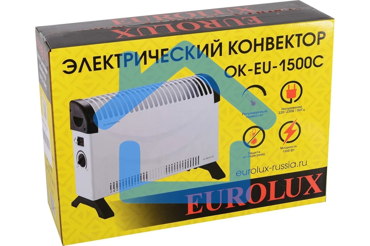 Конвектор Eurolux ОК-EU-1500C белый, 1500 Вт, 20 м2, термостат
