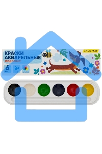 Краски акварельные Silwerhof 961139-06 Веселые друзья, медовые, 6 цветов, без кисти, картонная коробка