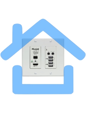 Встраиваемая панель-приемник MuxLab 500777-RX-WH HDMI/VGA/USB over IP PoE, UHD-4K белый