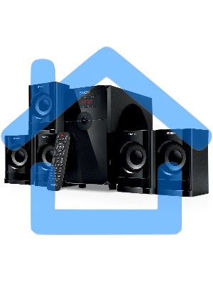 Компьютерная акустика SVEN АС HT-201, черный (80 Вт, Bluetooth, пульт, дисплей, FM, USB, SD)