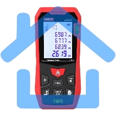 Лазерный дальномер UNI-T LM50A до 50 метров Диапазон расстояний (50 м); Тип дисплея (ЖК); Единицы измерения (м/фут/дюйм); Основа измерения (спереди/сзади);