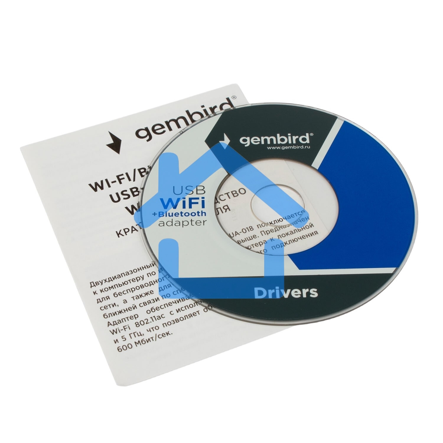 Сетевой адаптер WiFi+Bluetooth Gembird WNP-UA-018 двухдиапазонный мини, 600 Мбит, USB, 802.11b/a/g/n/ac
