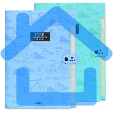 Папка-портфель Deli 5737 на кнопке 8 отделений, A4, пластик, ассорти