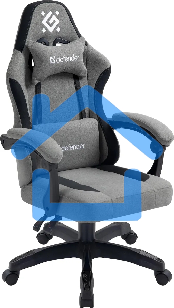 Кресло игровое Defender Lumen на колесиках, ткань, серый/черный