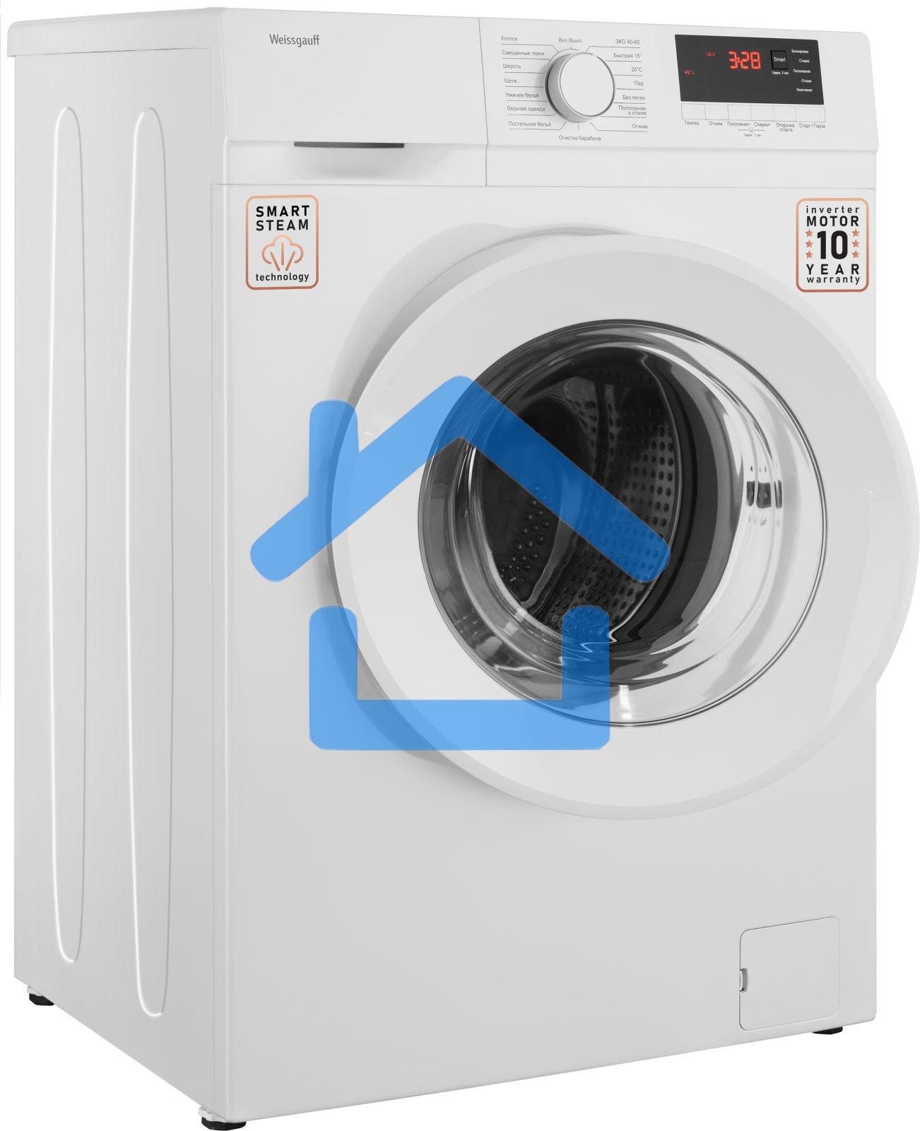 Стиральная машина Weissgauff WM 46127 DC Inverter Steam белая, загрузка фронтальная 7кг, 1200 об/мин., класс: A+++