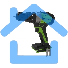 Дрель-шуруповерт GREENWORKS GD24DD60, Аккумуляторная, 24В, без АКБ и ЗУ, Ударная