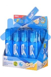 Ручка корректор Deli EH10790 голубой, корпус белый 12мл, дисплей картонный