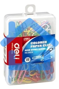 Скрепки Deli E0024 пластиковая оболочка 29мм ассорти (упаковка: 100шт) пластиковая коробка
