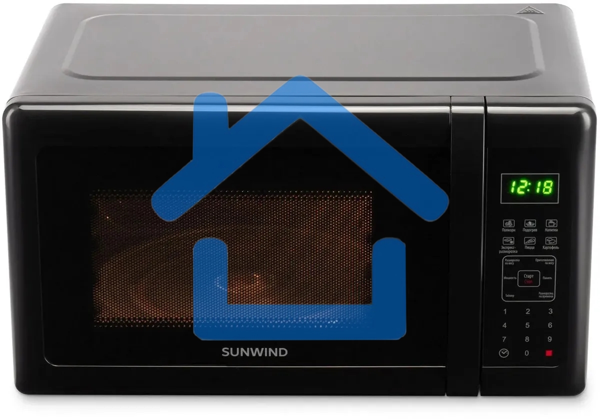 Микроволновая печь SunWind SUN-MW007 черный, 20 л, 700 Вт, переключатели - сенсор