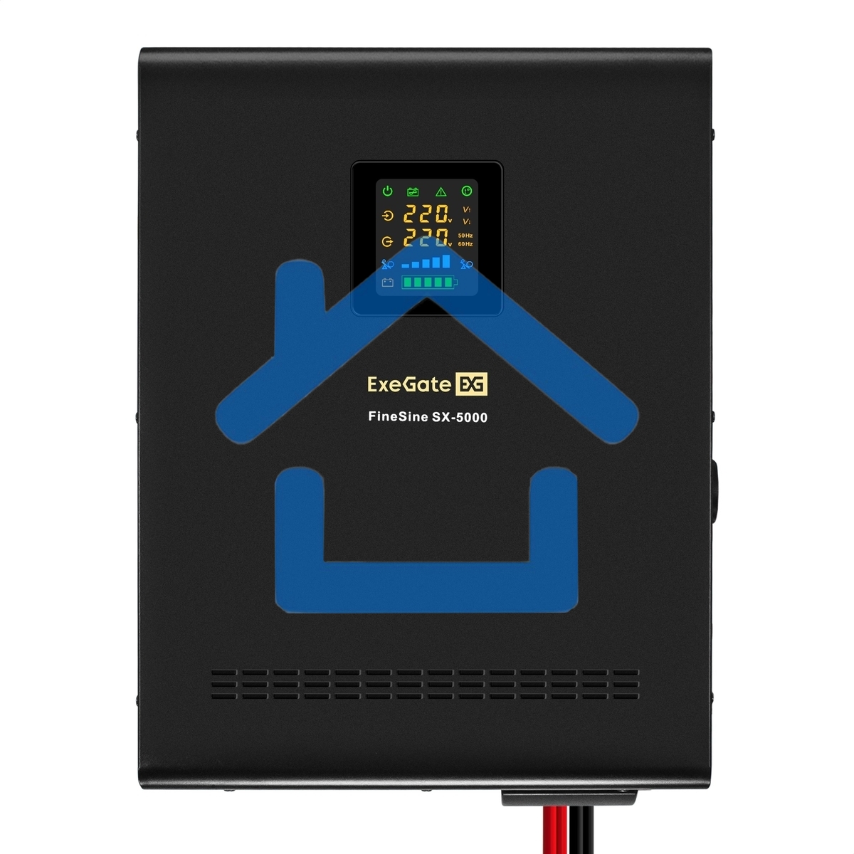 Комплект Источник бесперебойного питания EX296004RUS + батарея 45Aч EX285666RUS 4шт (инвертор, синус, для котла, настенный) ExeGate FineSine SX-5000.LCD.AVR.2SH.T <5000VA/3500W, чистая синусоида, цветной LCD-дисплей, AVR, 2*Schuko+клеммы, линейно-интеракт
