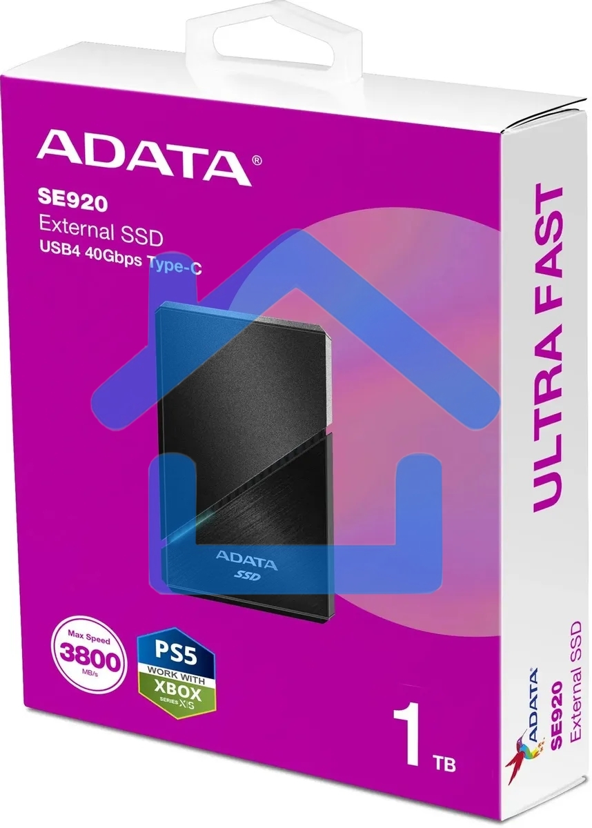 Накопитель SSD   ADATA USB-C 1Tb EXT. черный SE920-1TCBK