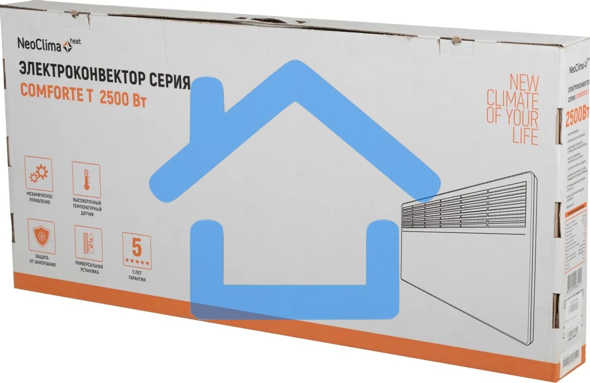 Конвектор Neoclima Comforte T2.5 ЭВНА-2,5/230С2белый, 2500 Вт, 25 м2, термостат