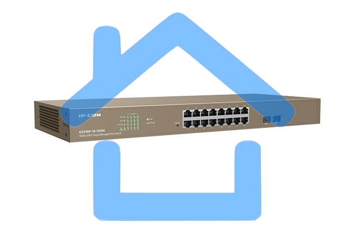 Коммутатор PoE IP-COM G3318P-16-250W с облачным управлением 16GE+2SFP