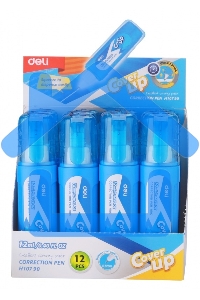 Ручка корректор Deli EH10790 голубой, корпус белый 12мл, дисплей картонный