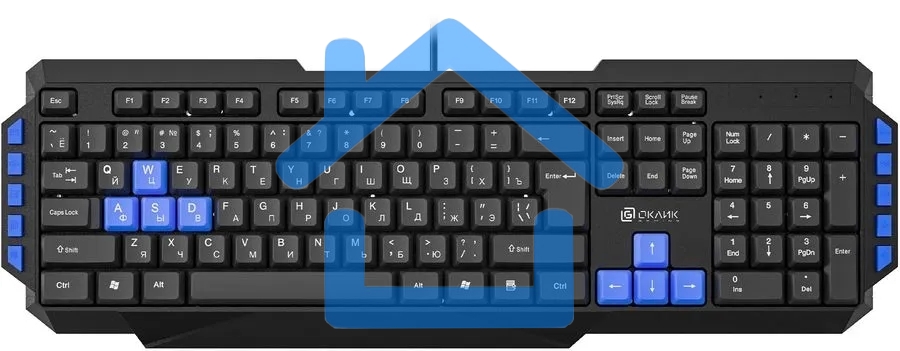 Клавиатура Oklick 750G FROST WAR проводная, USB, черный/синий