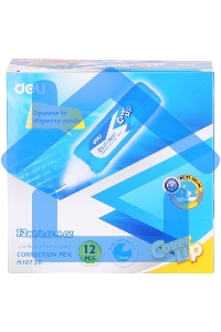 Ручка корректор Deli EH10790 голубой, корпус белый 12мл, дисплей картонный