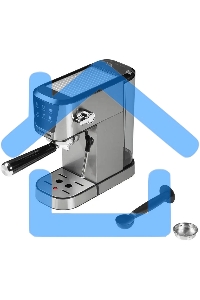 Кофеварка рожковая Redmond CM716 серебристый/черный, исп. кофе - молотый, 1 л, 1350 Вт, 15 Бар