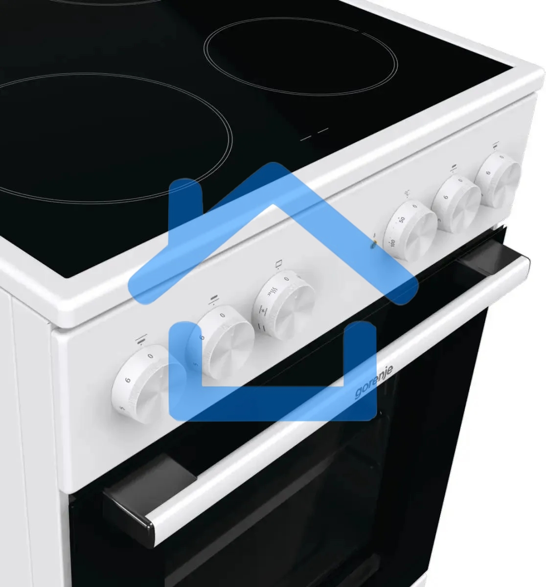 Плита электрическая Gorenje GEC5A41WG белый, конфорок 4 электрических, духовка 62 л, 50 см x 85 см x 59.4 см