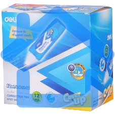 Ручка корректор Deli EH10790 голубой, корпус белый 12мл, дисплей картонный