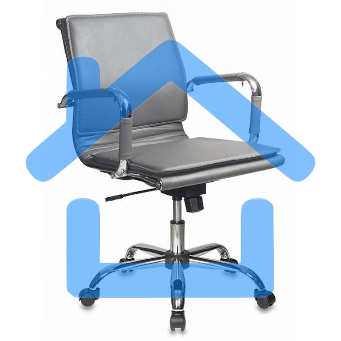 Кресло руководителя Бюрократ CH-993-Low/grey серый, низкая спинка, искусственная кожа, крестовина хромированная