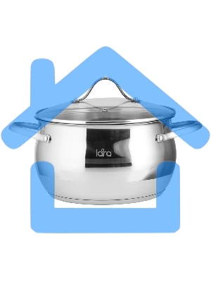 Кастрюля LARA LR02-35 APPLE 6,1 л 24x13,5 см, нержавеющая сталь, крышка стекло