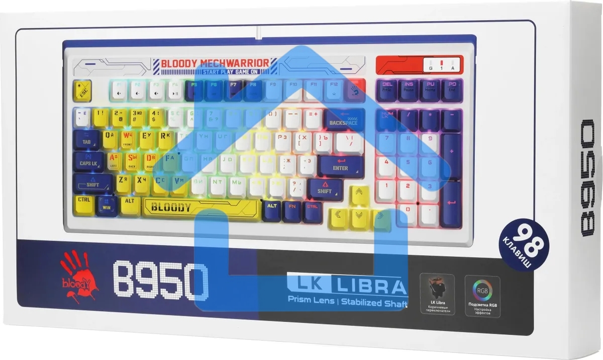 Клавиатура A4Tech Bloody B950 проводная USB синий/белый