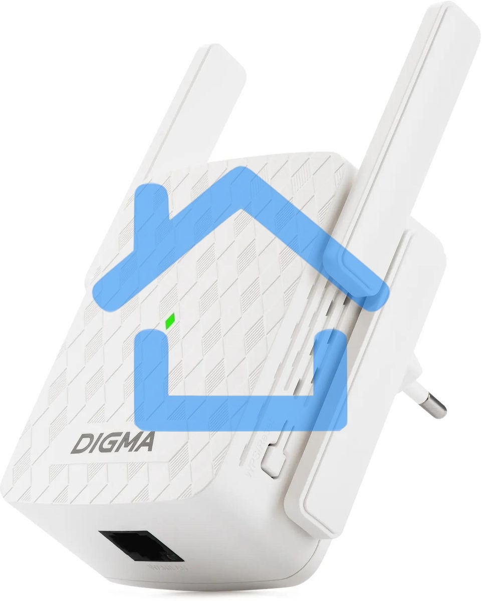 Повторитель беспроводного сигнала Digma D-WR310 (D-WR310V2) N300 Wi-Fi белый