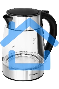 Чайник электрический Starwind SKG3026 1.7л. 2200Вт черный/серебристый (корпус: стекло)