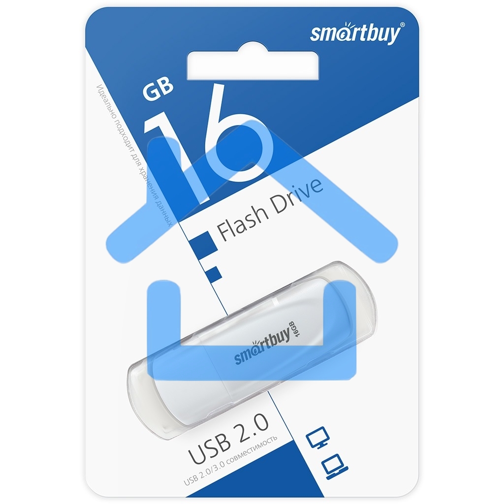 Флешка USB Smartbuy 16 Gb,Scout White (SB016 Gb2SCW), 16 Gb, USB 2.0, R/W 15/12, белый