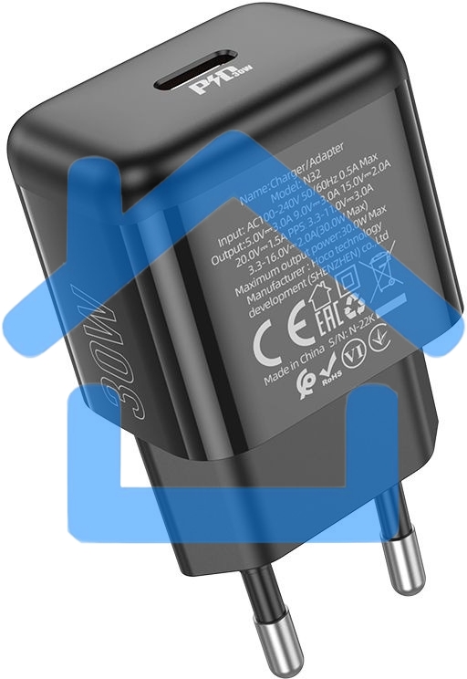 Сетевое зарядное устройство Hoco N32 Glory Black 30W 3A+2A+1.5A (PD+QC+AFC) USB Type-C универсальное черный