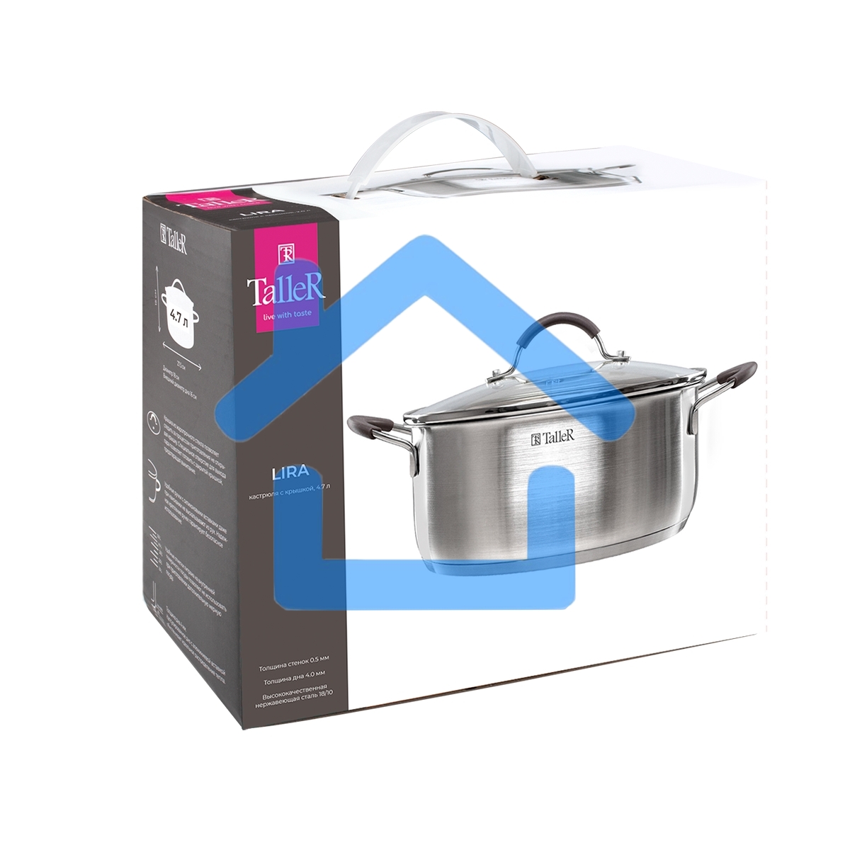 Кастрюля TALLER TR-11024 Лира нержавеющая сталь 18/10, 4,7 л